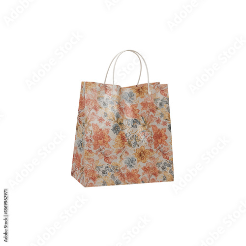 Shopping Bag With Floral Design on Display in an Indoor Setting