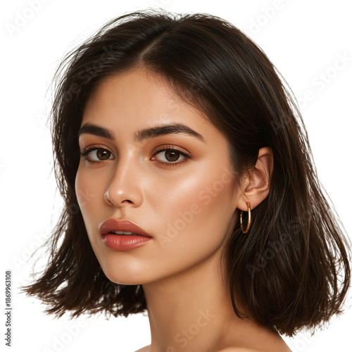 Model Poses With Natural Makeup and Simple Hairstyle for Beauty Shoot