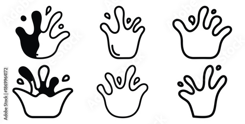 A collection of modern and minimal color splash vibrant joy outline icon set. Holiday outline icons