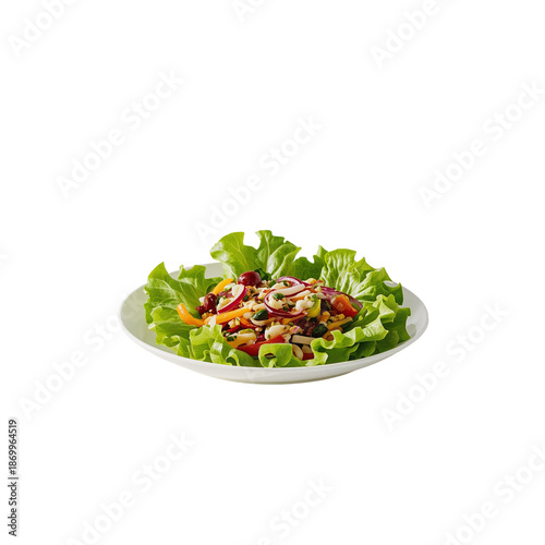 Fresh Vegetable Salad Served on a Plate With Lettuce and Colorful Toppings