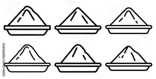 A collection of modern and minimal festival color powder tray outline icon set. Holiday outline icons