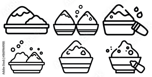 A collection of modern and minimal holi celebration friendship outline icon set. Holiday outline icons