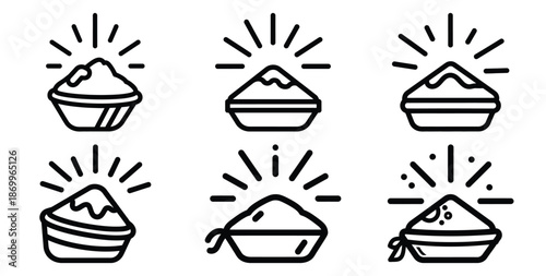 A collection of modern and minimal holi celebration laughter burst outline icon set. Holiday outline icons