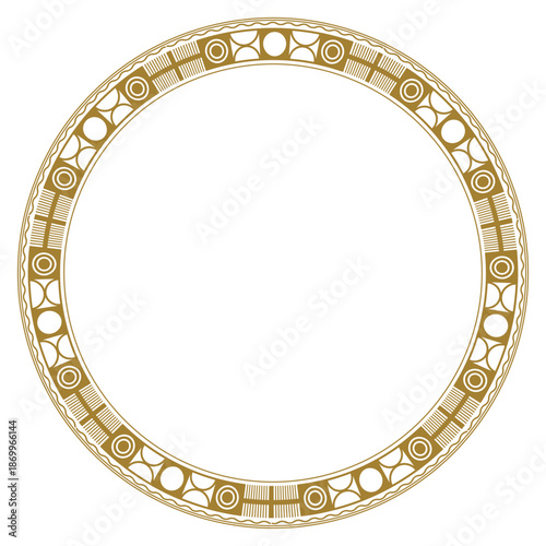 Golden round vintage frame in art nouveau style. Version 3. Vector illustration