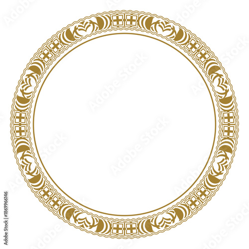 Golden round vintage frame in art nouveau style. Version 8. Vector illustration