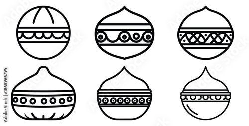 A collection of modern and minimal indian cultural color fest outline icon set. Holiday outline icons