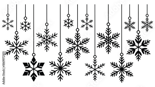 White background with scattered golden snowflakes in various sizes and shapes creating a festive winter atmosphere