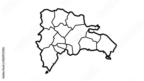 Simplified geographical representation of the Dominican Republic's administrative divisions, showcasing the provincial boundaries for educational and informational content