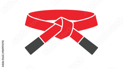 Red martial arts belt tied in a knot