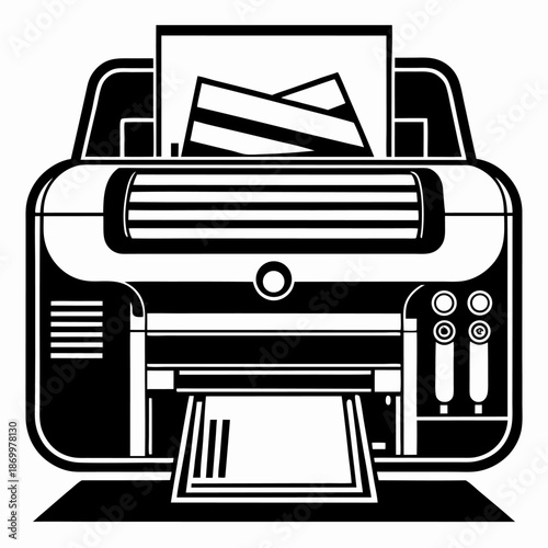 Black and white inkjet printer illustration office supplies technology device