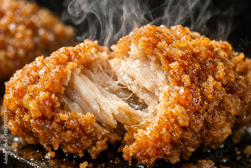  crispy fried chicken, crunchy golden coating with oil sheen