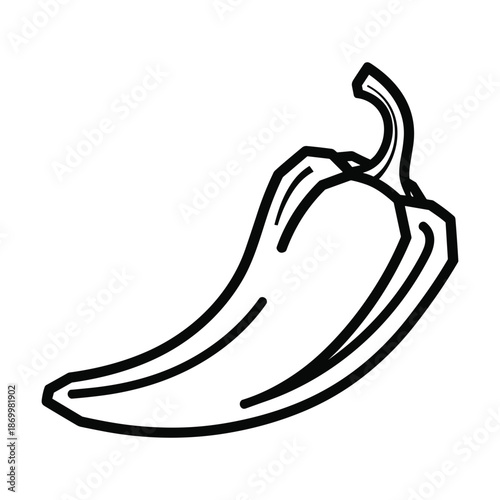 Black and white line drawing of a jalapeno pepper