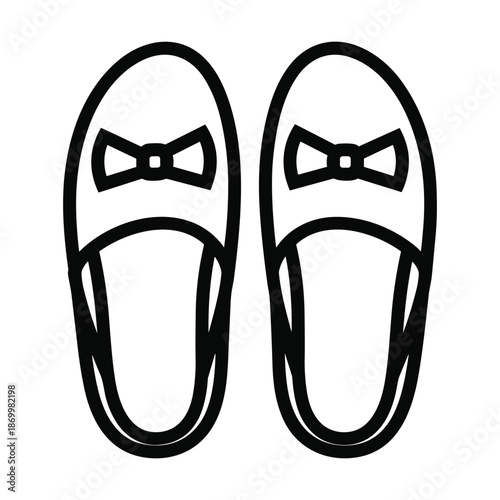 Black shoes with bow illustration on white background