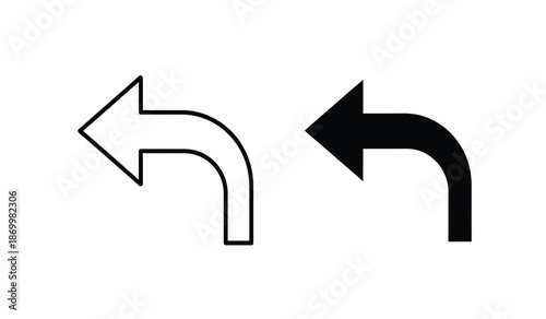 Black and white curved arrows pointing left and right