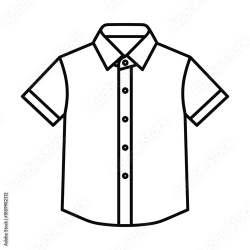 Simple black and white illustration of a short sleeve shirt with collar