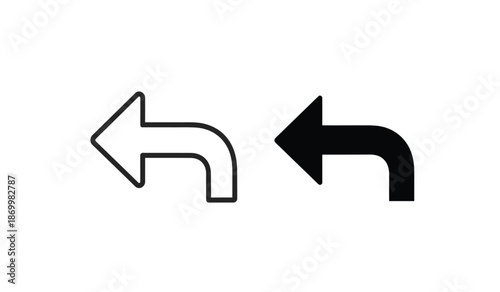 Black and white curved arrow icons for direction and navigation purposes online