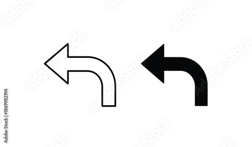 Black and white curved arrow icons for navigation and direction