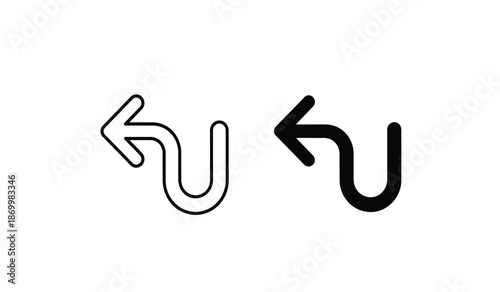 Black and white arrows turning left in a u shape