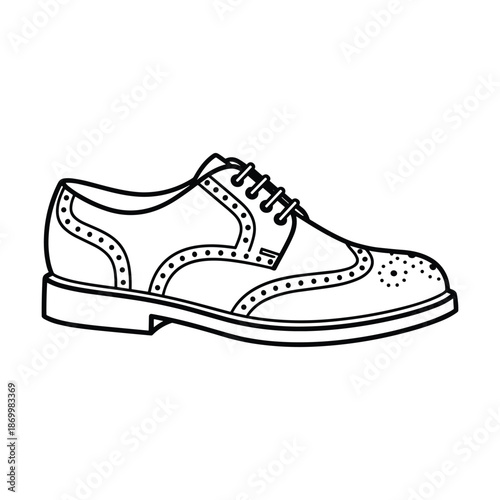 Black and white illustration of a mens dress shoe