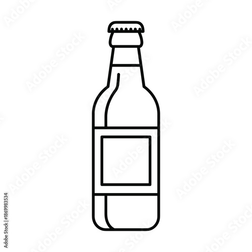 Black and white simple beer bottle illustration