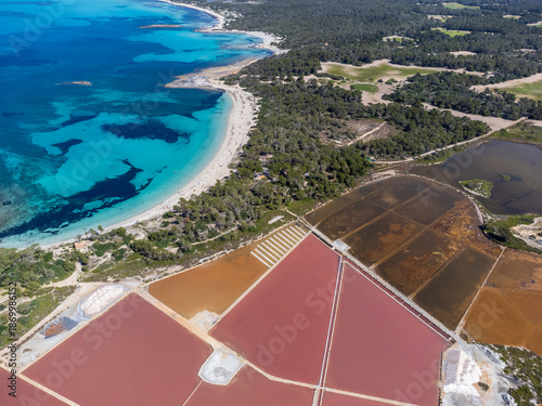 Bild auf Leinwand saline drying ponds seen from the air, Salinas de Savall , 4th century BC salt m