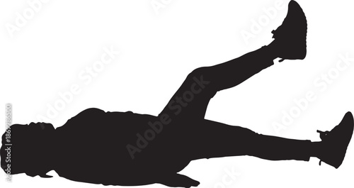 vector,silhouette of a woman lying on the floor and lift the leg