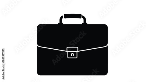 Simple outline drawing of a classic briefcase with a handle and secure lock closure