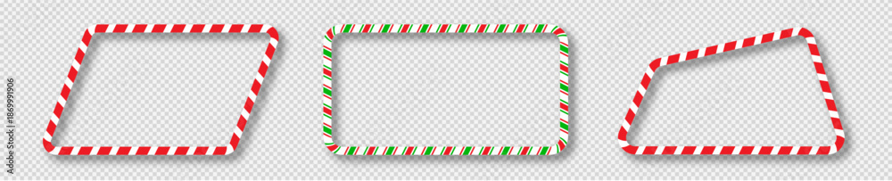 Fototapeta premium Set of Christmas candy cane frames