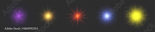 Set of light effects of lens flares