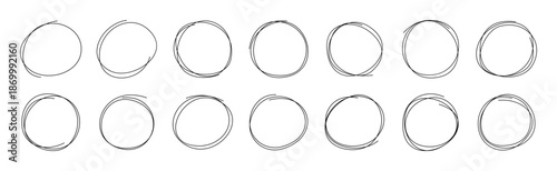 Set of Messy Line Art Round Shapes