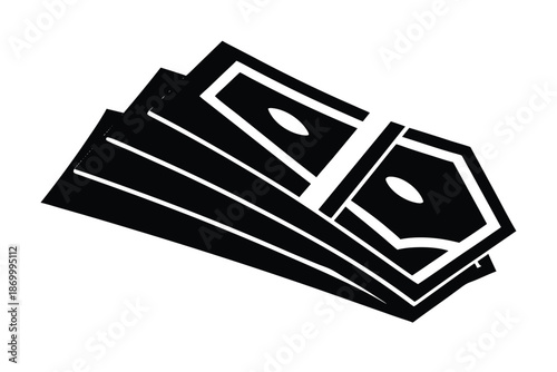 cash bundle vector icon silhouette