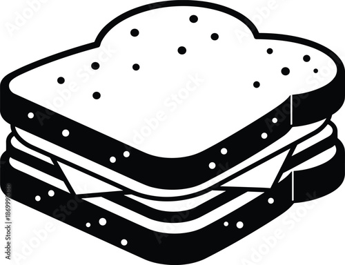 Black and white of a sandwich with sesame seed bun food meal lunch