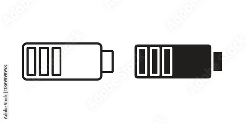 Battery icons for design. Easily editable stroke. Modern flat design.