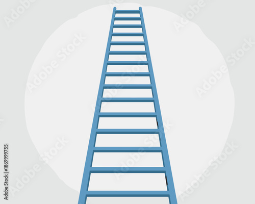 Blue ladder extending upwards toward success career development opportunity climbing to reach goals minimalist design for business strategy presentations corporate growth aspirations and achieving tar
