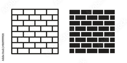 Brickwall icons for design. Easily editable stroke. Modern flat design.