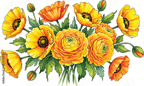 Vibrant Yellow Flowers in Full Bloom