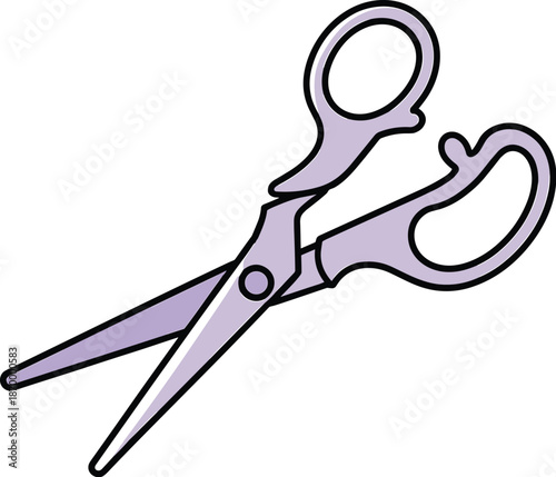 Lilac handled scissors cutting tool illustration for creative projects sewing crafts or professional salon stylist use in fashion design graphic arts or educational materials modern minimalist design