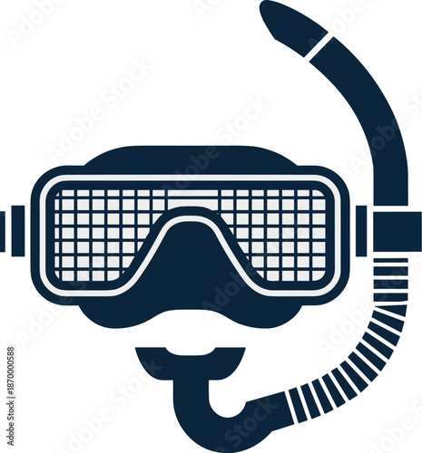 Snorkel mask minimalist icon design for summer vacation adventures aquatic sports and underwater exploration simple scuba diving equipment vector graphic for travel agency promotional material and rec