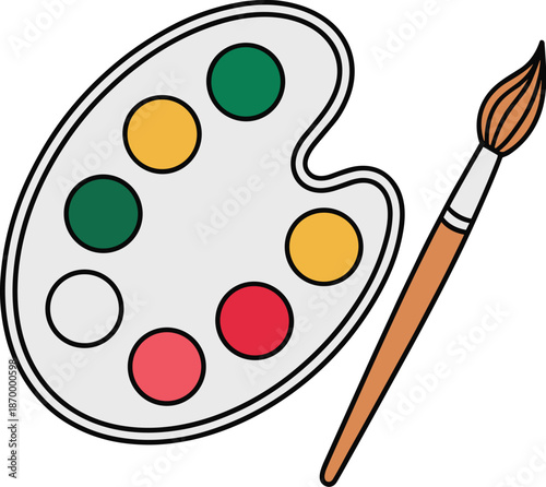 Vibrant artist paint palette with paintbrush illustration creative expression tools for painting colorful artwork school art education supplies artistic process graphic design resource creative hobby