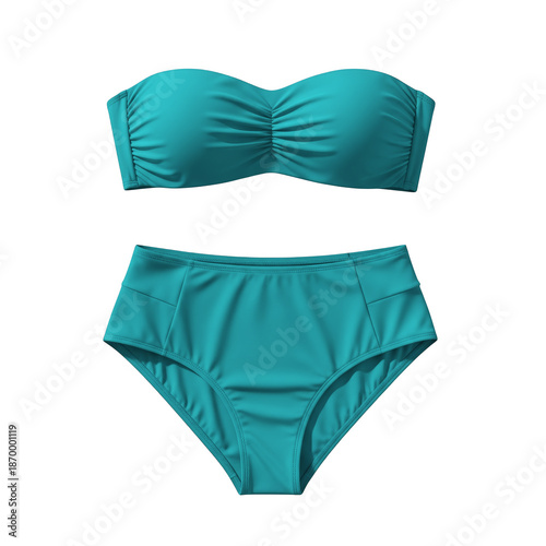 Teal strapless bikini set