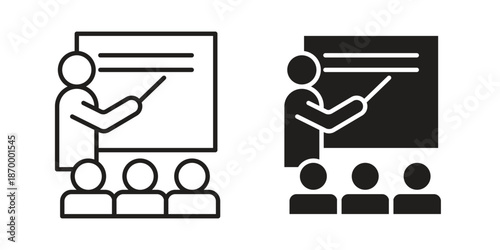Classroom icons for design. Easily editable stroke. Modern flat design.