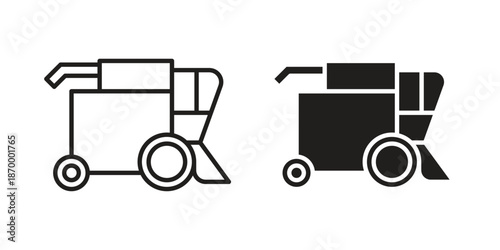 Combine harvester icons for design. Easily editable stroke. Modern flat design.