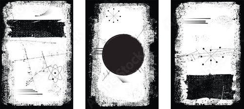 Overlays set, rough edges, scratches for poster design. Rectangular frame template collection . distress texture . Grunge frame borders isolated on the background . Rough edges effect . 