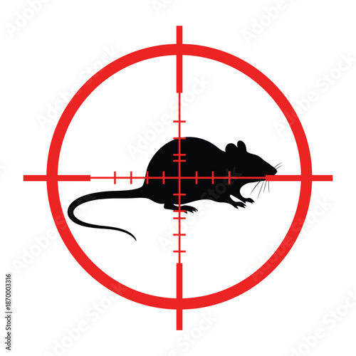 Rat in crosshairs symbolizing pest control and precision targeting