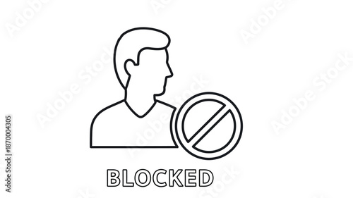 Blocked profile icon a simple line drawing depicting user restriction and access denial