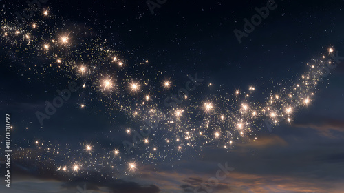 A glowing constellation in the night sky, with each star representing a goal achieved.