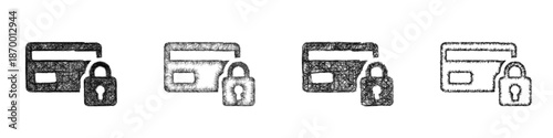 Sketch secure payment lock icon design set