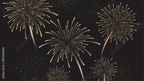 a stunning display of golden fireworks bursts against a dark night sky illuminating the darkness with vibrant celebratory light