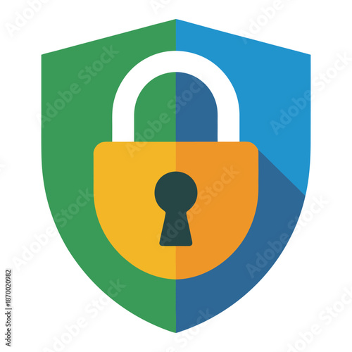 Digital shield icon with a prominent padlock symbolizes robust data.