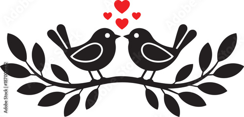 Silhouette cute birds in love